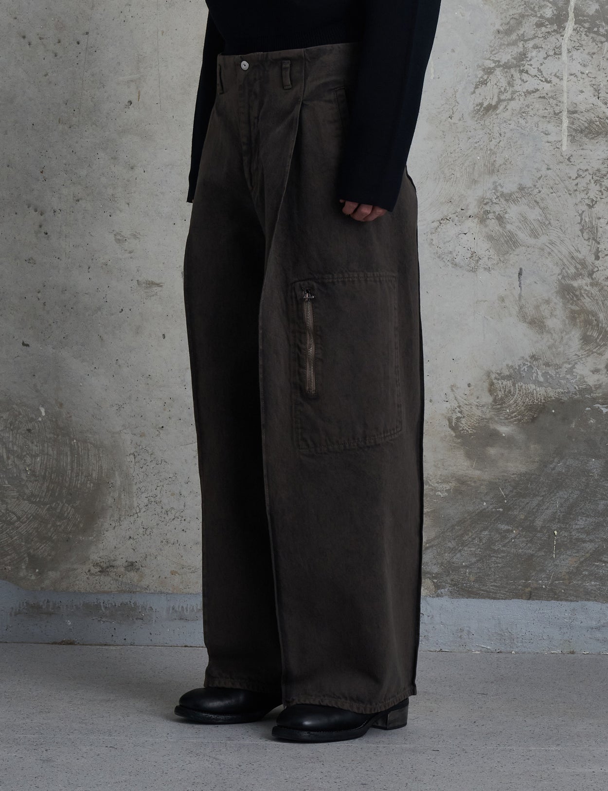 BROWN DYED DENIM OCTET 2D CARGO TROUSERS