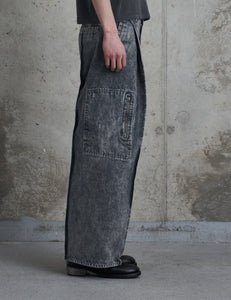 GREY DYED DENIM OCTET 2D CARGO TROUSERS