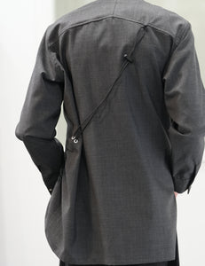 GREY OFF SCALE SUITING CINCHED SHIRT