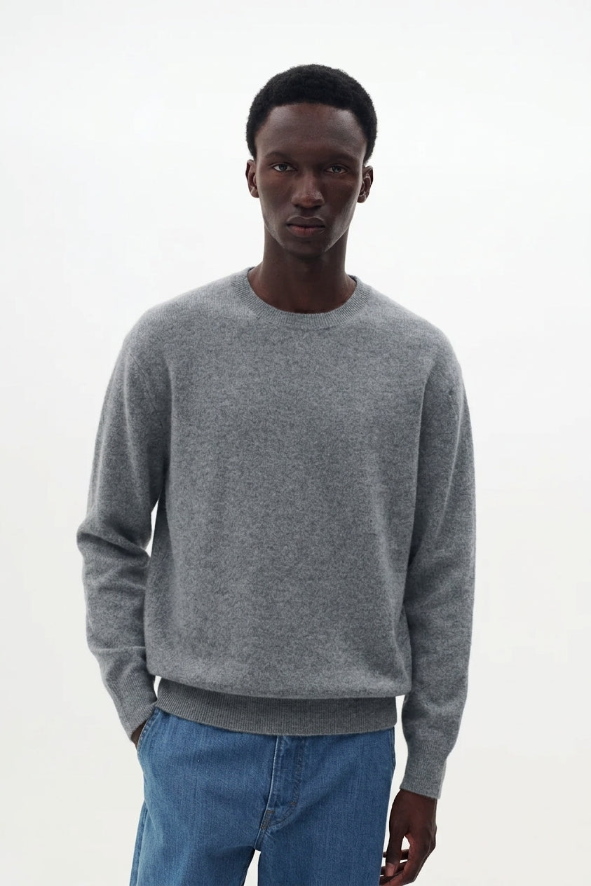GRAY CASHMERE CREWNECK SWEATER