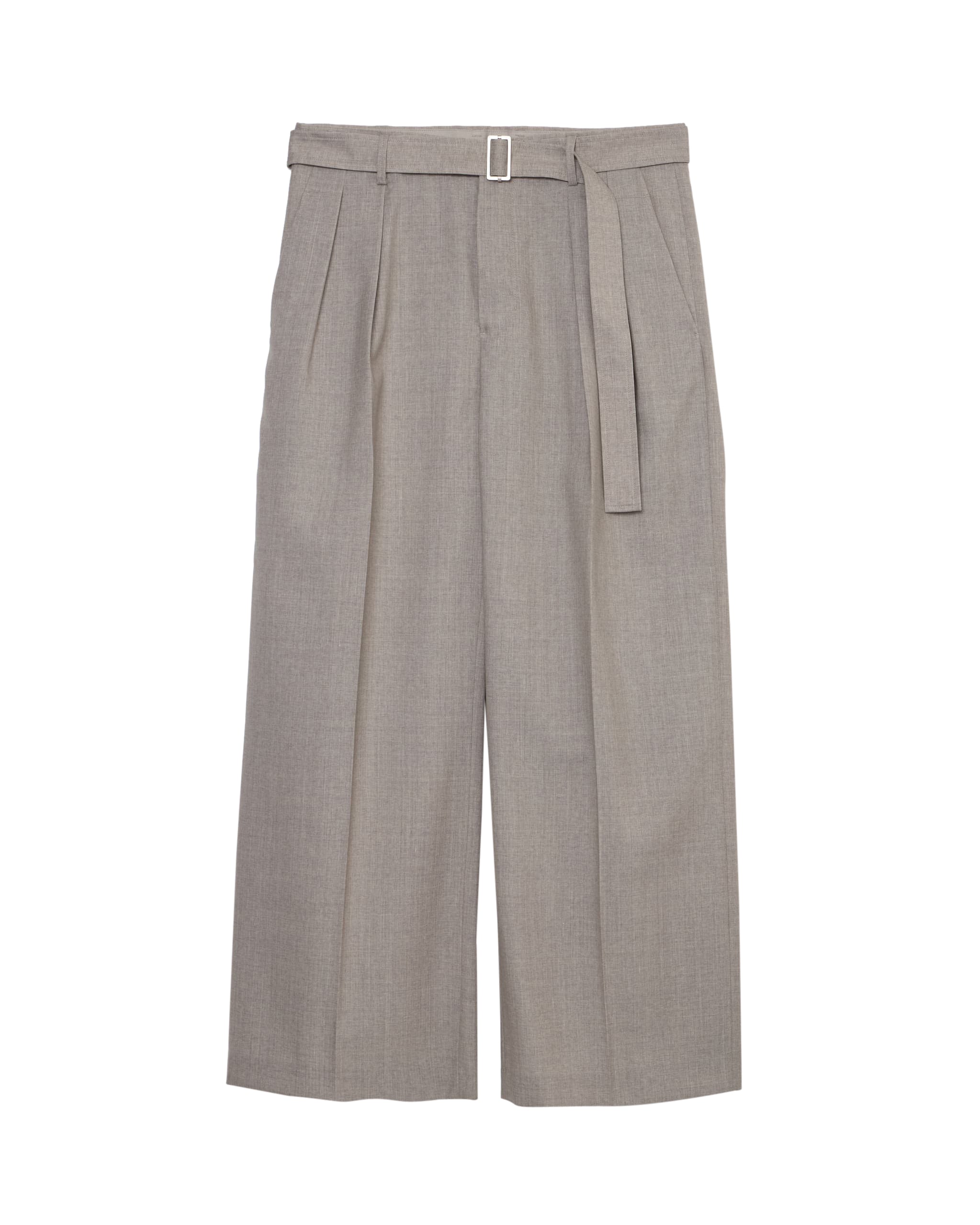 LIGHT GRAY BELTED BAGGY TROUSERS
