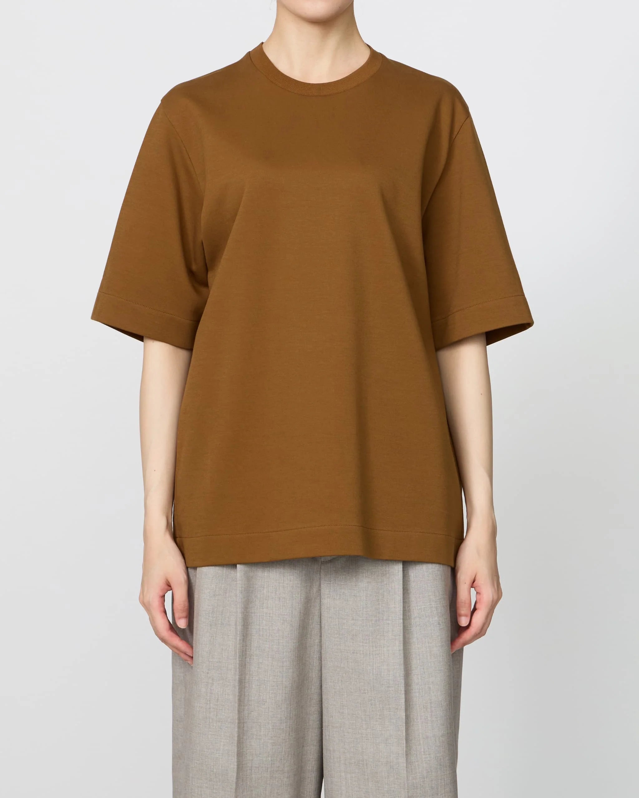 BROWN HALF-SLEEVED T-SHIRT