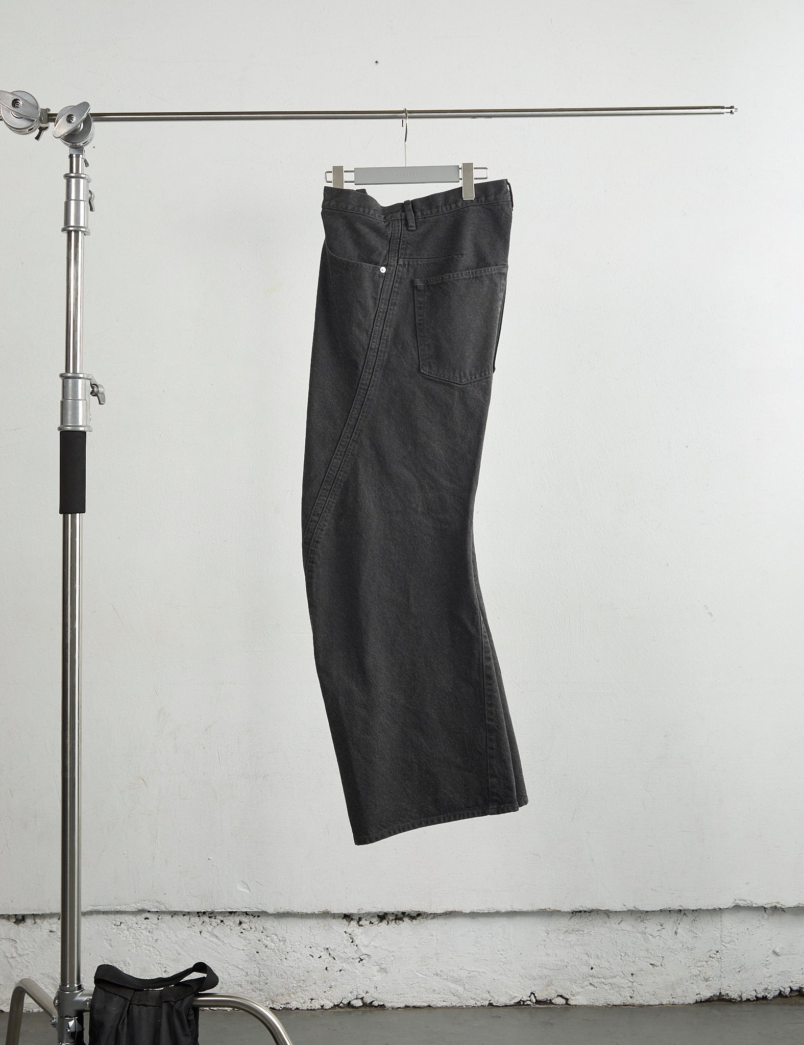FADED BLACK 3D TWISTED WIDE LEG JEANS