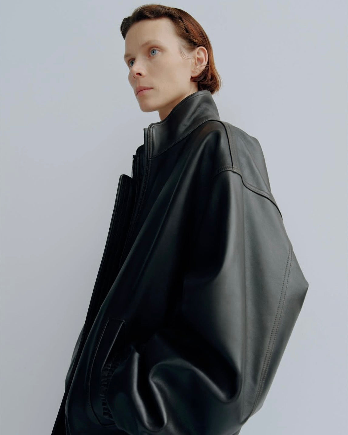VINTAGE BLACK SHEEP LEATHER STAND COLLAR JACKET