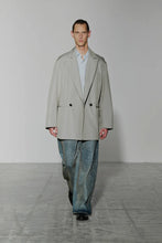 Load image into Gallery viewer, TAUPE GREY TECNO COTTON OVERSIZED PEAK LAPEL LONG JACKET
