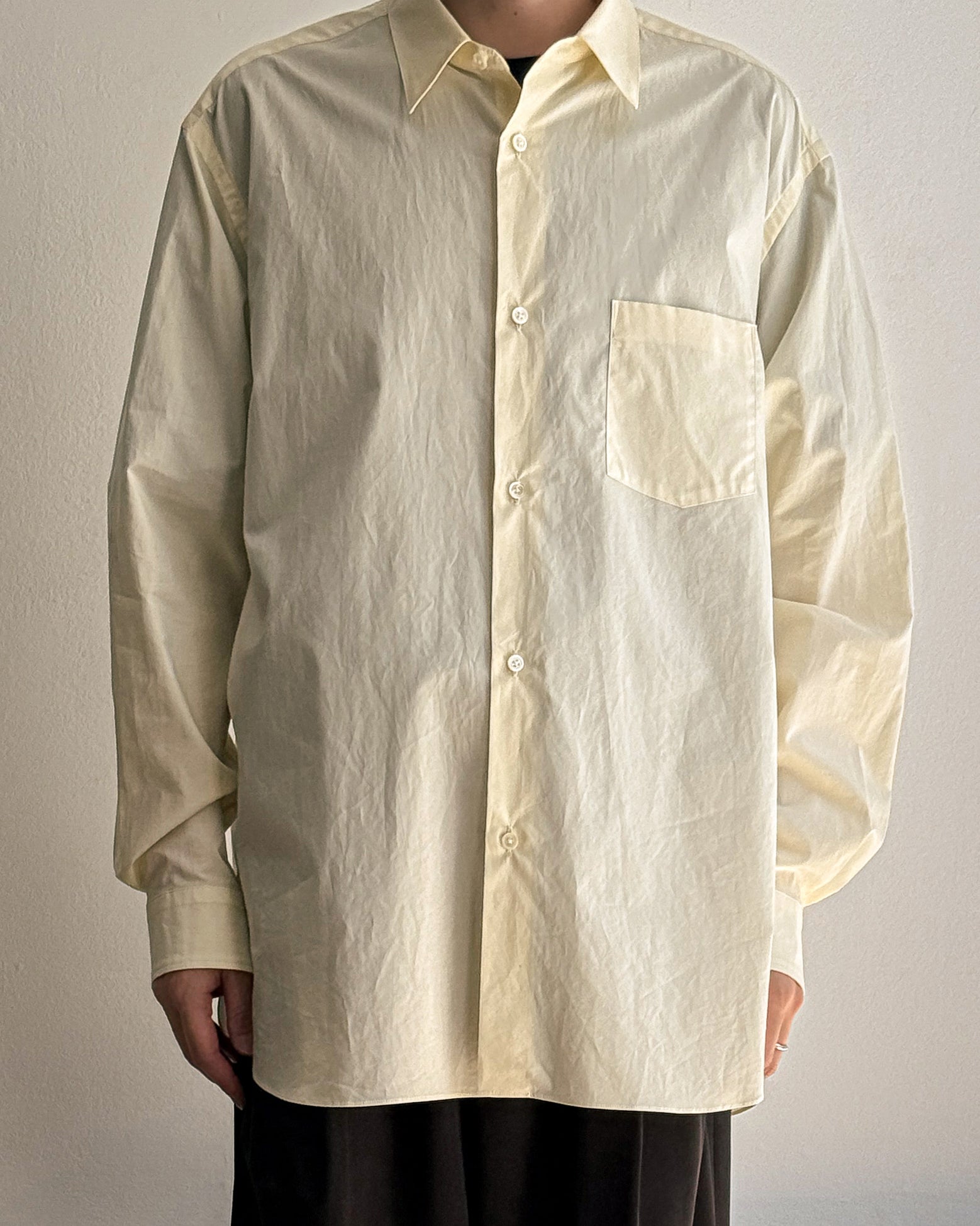YELLOW SUVIN COTTON OVERSIZED REGULAR COLLAR SHIRT