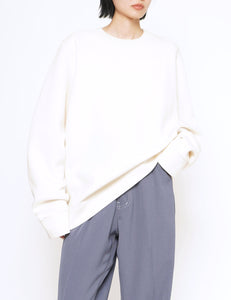 IVORY MODIFIED SLEEVE JERSEY PULLOVER