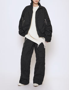 BLACK TYPE 69 COTTON NYLON TYPEWRITER PANTS