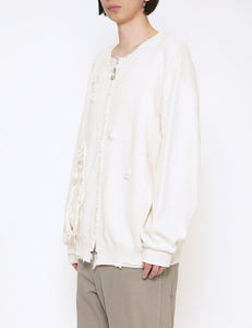 NATURAL WHITE TYPE 49 RIPPED ZIPPER COTTON KNIT