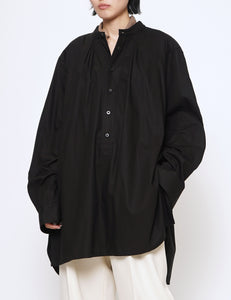 BLACK PULL OVER GATHER SHIRT