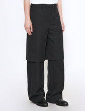 Load image into Gallery viewer, BLACK WOOL DOUBLE LAYERED CUBOID PANTS
