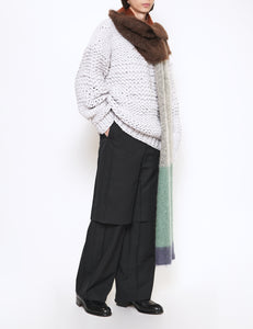 BLACK WOOL DOUBLE LAYERED CUBOID PANTS