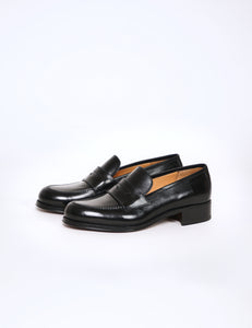 BLACK CROMO CALF LEATHER PENNY LOAFER