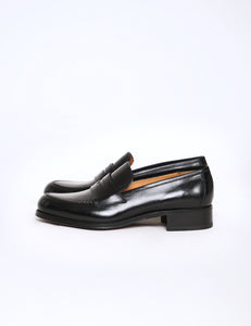 BLACK CROMO CALF LEATHER PENNY LOAFER