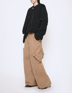 BEIGE 3D TWISTED CARGO PANTS