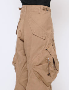 BEIGE 3D TWISTED CARGO PANTS