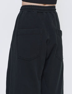 BLACK 3D TWISTED LOUNGE WIDE PANTS