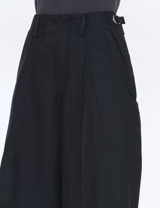 BLACK S-CURVED WIDE LEG UTILITY TROUSERS