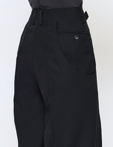 BLACK S-CURVED WIDE LEG UTILITY TROUSERS