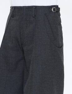 CHARCOAL S-CURVED WIDE LEG UTILITY TROUSERS