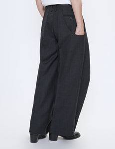 CHARCOAL S-CURVED WIDE LEG UTILITY TROUSERS