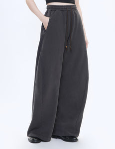 DARK BROWN 3D TWISTED LOUNGE WIDE PANTS