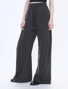 DARK BROWN 3D TWISTED LOUNGE WIDE PANTS