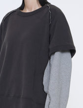 Load image into Gallery viewer, DARK BROWN PANELLED LAYER CREW NECK SWEATSHIRT
