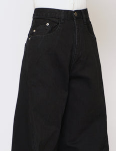 FADED BLACK 3D TWISTED WIDE LEG JEANS