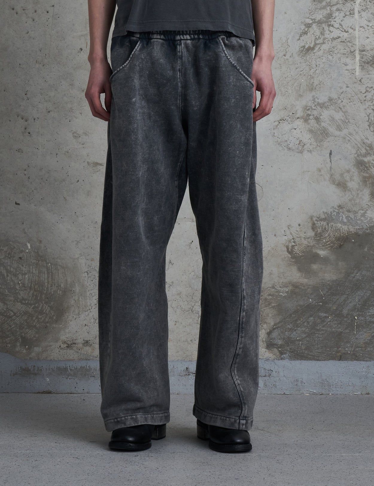 SHABBY GREY DYED JERSEY TWISTED LOUNGE PANTS