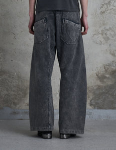 SHABBY GREY DYED JERSEY TWISTED LOUNGE PANTS