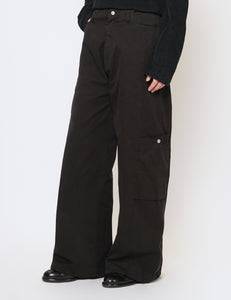 BLACK PURE DYED COTTON PANELLED BONTAN TROUSERS