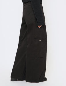 BLACK PURE DYED COTTON PANELLED BONTAN TROUSERS