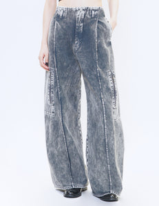 GREY DYED DENIM OCTET 2D CARGO TROUSERS