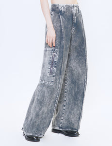 GREY DYED DENIM OCTET 2D CARGO TROUSERS