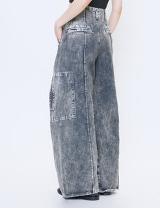 GREY DYED DENIM OCTET 2D CARGO TROUSERS