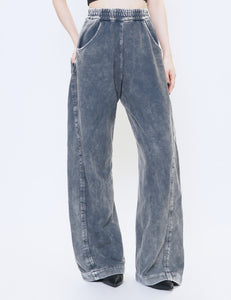 SHABBY GREY DYED JERSEY TWISTED LOUNGE PANTS