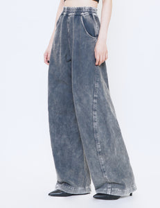 SHABBY GREY DYED JERSEY TWISTED LOUNGE PANTS