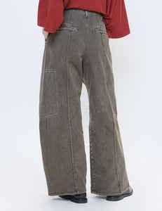 BROWN DYED DENIM OCTET 2D CARGO TROUSERS