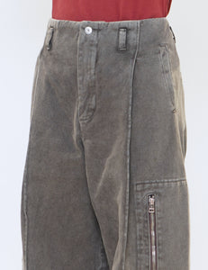 BROWN DYED DENIM OCTET 2D CARGO TROUSERS