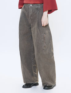 BROWN DYED DENIM OCTET 2D CARGO TROUSERS