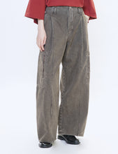 Load image into Gallery viewer, BROWN DYED DENIM OCTET 2D CARGO TROUSERS
