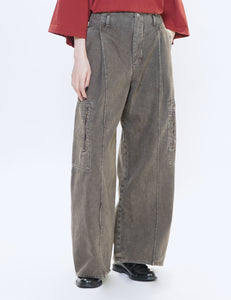 BROWN DYED DENIM OCTET 2D CARGO TROUSERS