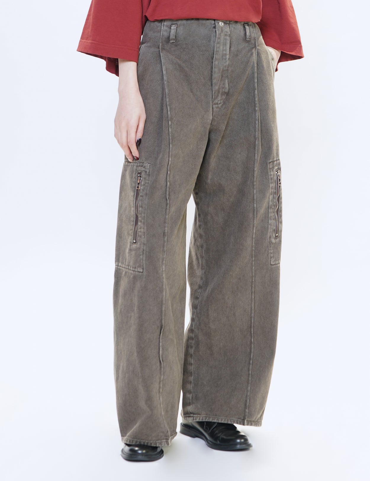 BROWN DYED DENIM OCTET 2D CARGO TROUSERS