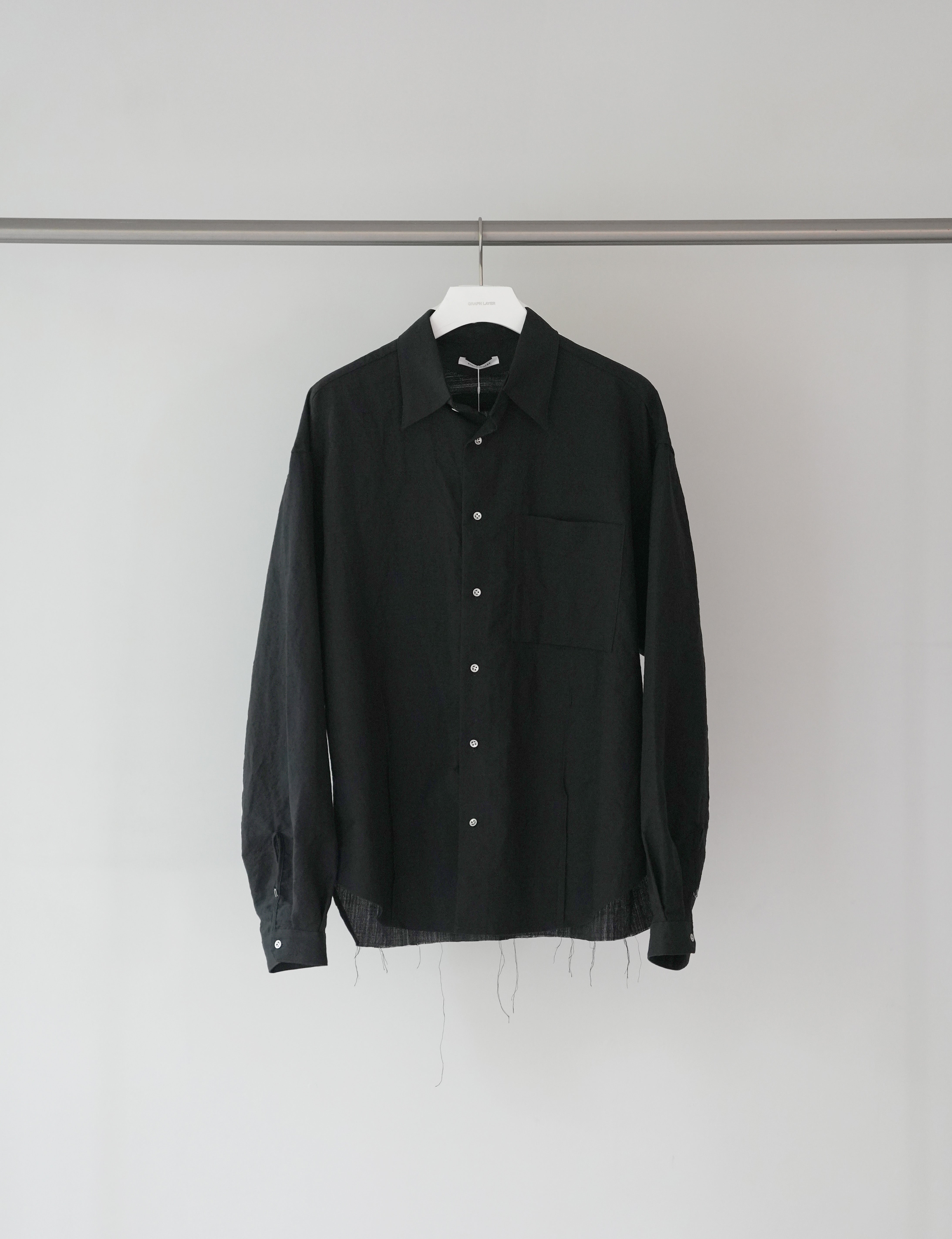 BLACK WOOL LINEN RE-WORKED SHIRTS