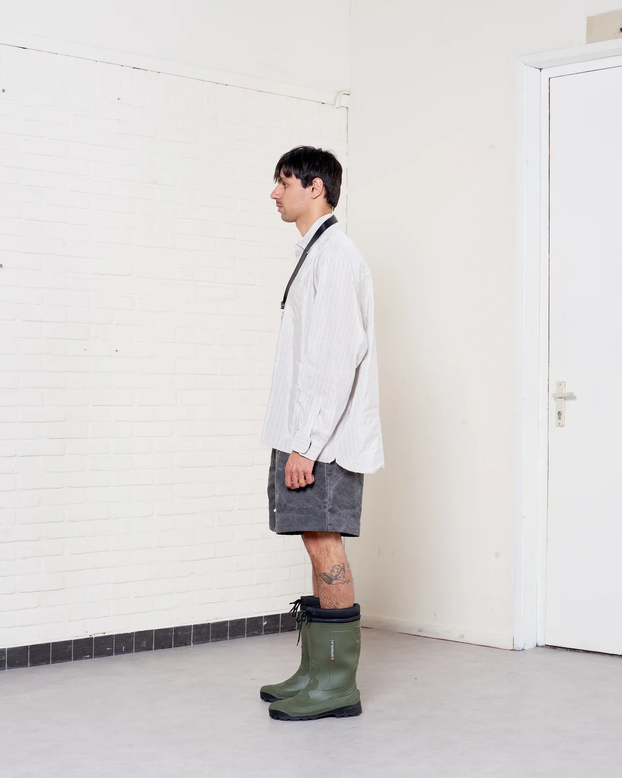 GREY/WHITE STRIPE BIG SHIRT VELCRO