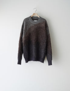 BROWN CREAM GRADATION MOHAIR KNIT LS