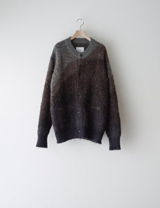 BROWN CREAM GRADATION MOHAIR KNIT CARDIGAN