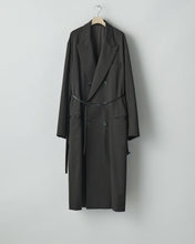 Load image into Gallery viewer, DARK BROWN W/SI SATIN PEAK LAPEL LONG COAT
