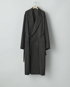 DARK BROWN W/SI SATIN PEAK LAPEL LONG COAT